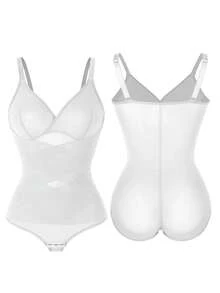 Waist Cincher Women Full Body Shaper Bodysuits Slimming Firm Tummy Control Shapewear Cross Shaping Underwear Sexy Cami Butt Lifter - trắng - Xem 6
