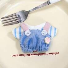 (仅限玩偶服装) 全新正品原装第一代/第二代/第三代 17 厘米 LLABUBU 服装适用于 Labobo 小雕像 LBB10cm 小雕像玩偶 2 件背带裤套装，可爱小猫爪印背带，无属性 - 彩色 - 查看 7