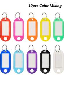 Pacote com 50 Chaveiros Plásticos com Recipiente, Chaveiros com Argola e Janela de Etiqueta, Cores Variadas - 10 Cores
