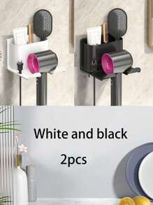 1pc/2pcs Hair Dryer Holder, No-Drill Bathroom Hair Dryer Rack, Wall-Mounted Hair Dryer Stand Organizer Bathroom Organizer Bathroom Decor Fall Decor Back To School
