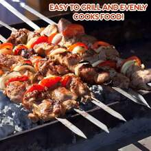 5/10/20 Pieces Flat Thick BBQ Skewers, 11.8 Inch Grill Skewers, Grill Iron Skewers, Reusable Grill Kebab Skewers - Heat-Resistant & Dishwasher Safe, Suitable For Family Gatherings, Kitchen Tools, Outdoor Cooking, Night Markets, Restaurants, Barbecue, Camping, Picnics, Party Supplies, Barbecue Parties, Sleek Metallic Skewers | Durable Bbq Sticks, Grilling Accessories For Outdoor Grill