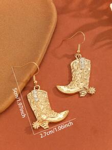 1 par de pendientes con colgante de bota de vaquero vintage al estilo occidental para uso diario de vaquera, accesorios divertidos para las orejas como regalo