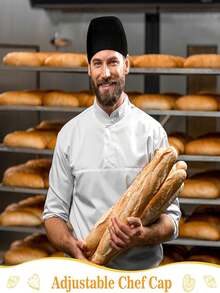 Adults Chef Hat, Chef Cap For Men Women, Adjustable Cooking Hat With Elastic Band, Professional For Kitchen Coffee Restaurant Food Service, Kitchen Supplies - Multicolor - View 6