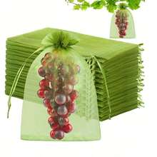 50个装花园水果保护网袋防虫防鸟水果网袋保护植物免受害虫鸟类松鼠侵害多功能抽绳收纳袋 - 彩色 - 查看 7