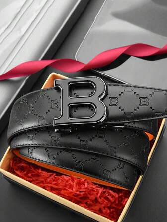 Popular Men's B-Shaped Zinc Alloy Automatic Buckle Belt For Young People's Casual And Versatile Jeans, Formal Men's Pants Belt
