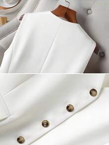 女式休闲轻便单排扣无袖西装外套，春夏