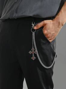 1pc Men's Large Cross Chain, Alloy Chain, Thick Chain, Decorative Pants Chain, Unisex Couples Design, Suitable For Teen, Summer Casual, Outdoor, Athletic, Vacation, Travel, Graduation Gifts, Birthday, Daily Wear