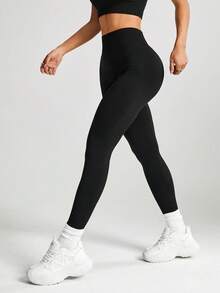 1 szt. Damskie legginsy Basic 7/8 Yoga Belt, do biegania, ćwiczeń, fitnessu, czarne