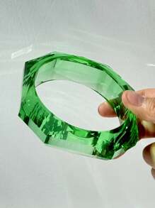 1pc Summer New Geometric Rhombus Transparent Resin Bracelet, Personalized Creative Stacking Jewelry Gift