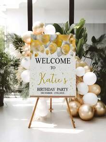 1pc- Custom Birthday Posters, Greeting Signs With Customizable Names And Sparkling Surfaces, Personalized Birthday, Wedding, Shower Welcome Signs, Elegant Wall Banners, Holiday Home Decorations For All Birthday Occasions, Holiday Home Decorations, Reusable Backboards, Party Walls, Outdoor Displays And Commemorative Photo Gifts, Class Gatherings And Family Celebrations, Birthday Party Backgrounds - Multicolor - View 3
