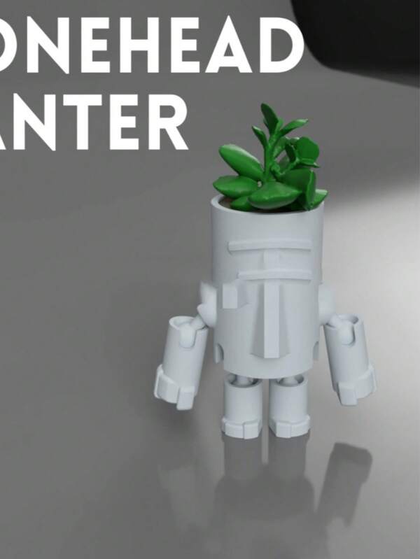 New Stonehead Planter With Movable Joints, Desktop Figurine Flowerpot & Vase