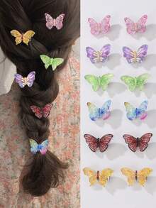 Set de 12 pinzas para el cabello con conchas y estrellas de mar para niñas, decoración para vacaciones y uso diario - Multicolor - Ver 14
