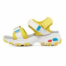 Skechers Sandalias de playa con diseño de panda para niños y niñas - Blanco/Amarillo - Ver 4