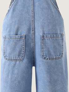 Girls' Cute Flower Print & Denim Jumpsuits, Lightweight, Summer