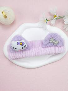 Sanrio 1pc Hello Kitty Kawaii Spa Headband - Soft Fluffy Hair Band For Women, Cute Makeup Headband For Skincare, Washing, Party & Shower (Sanrio Collection) Turban Headband Sweatband