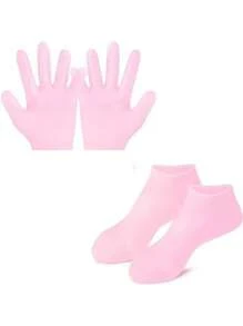 2 stuks siliconen sokken en 2 stuks siliconen handschoenen, zachte gel-hydraterende handschoenen, spa-sokken, verzachten droge voeten, gebarsten hielen voetverzorging