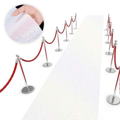 1条3米/5米香槟白亮片地毯，适用于婚礼、婚庆装饰、节日生日派对仪式装饰、活动舞台背景装饰、店铺开业入口装饰、节日派对装饰、房间装饰、家居装饰、户外派对装饰、背景装饰、婚礼派对用品。长款地毯可裁剪。