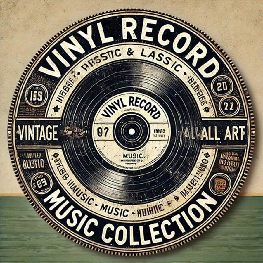 1 buah Dekorasi Dinding Piringan Hitam Vintage Datar 2D, Dekorasi Seni Dinding Bulat 8 Inci, Cocok untuk Rumah, Bar, Garasi, Kafe, Dekorasi Ruangan, Tahan Air & Anti Karat, Mudah Digantung, Gaya Lubang Acak - MultiWarna - View 1