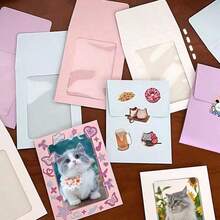 10pcs/Set Hanging Paper Photo Frames Diy Album Colorful Picture Wall, Party Decor With Clips And Ropes Gifts Birthday Graduation - Multicolor - View 9