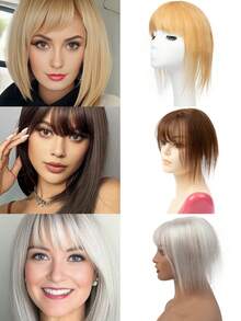 女士优雅手工假发，全真人发质，轻盈无缝，蓬松度增强器，隐形皇冠接发，适用于稀疏头发，直发造型，通用，女士稀疏人发假发，自然直发造型，增加蓬松度，遮盖白发 - S2 - 查看 9