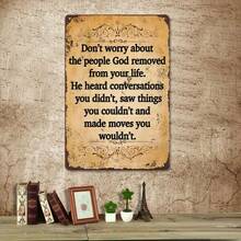 1PC Vintage Metal Sign, Motivational Quote, Do Not Worry About People God Removed, Inspirational Wall Art, Rustic Decor, Perfect For Living Room & Office, 8x12 Inches / 20x30 Cm - 8x12吋/20x30公分-1件 - 查看 5