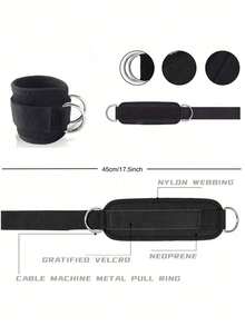 1pc Ankle Resistance Band, Leg/Ankle Resistance Training Band Fitness Equipment For Hip Workout, Glute Exercise Strap (With Kickback) For Men And Women (Metal Ring And Resistance Band Color Is Random) - Black - View 5