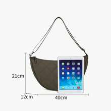 Bolso con cinturón de media luna, bandolera de Color sólido, bolsos de hombro de gran capacidad, bolsos de viaje portátiles a cuadros de nailon para ir al trabajo - Verde - Ver 2