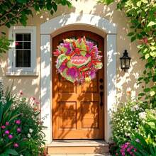 24 Inch Watermelon Summer Wreath For Front Door - Farmhouse Deco Mesh With Faux Fruit Slices - UV-Resistant Design, Red - Green Rustic Welcome Decor For Porch, Mother'S Day, And Independence Day