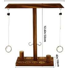 木钩和套圈游戏，互动派对游戏，室内和室外互动派对游戏，耐用的木质材料，非常适合社交活动、酒吧娱乐、家庭聚会、节日派对和圣诞节庆祝活动。 - 薑色 - 查看 13