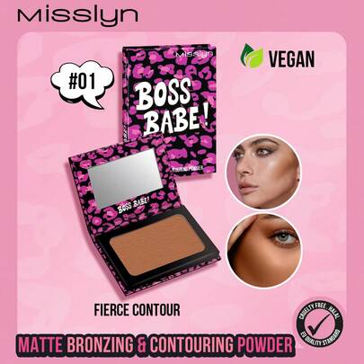 Misslyn Poudre de contour bronze, poudre bronze mate, fort pouvoir couvrant, texture fine et lisse, avec miroir, poudre de contour de visage bronze, effet de maquillage longue tenue, léger et respirant, lisse et facile à estomper
