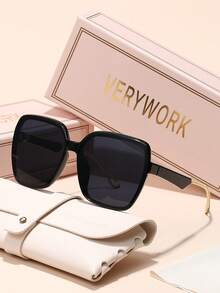 Verywork 1 件方形优雅 Ins 风格奢华优质品牌设计女士时尚眼镜适合户外旅行露营夏季热带海滩度假时尚配饰适合夏季海滩度假、户外、旅行 - 彩色 - 查看 3