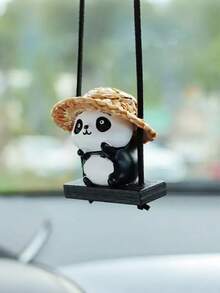1 pieza Lindo y creativo colgante de panda para auto, producto para interior de auto, adorno colgante para espejo retrovisor, decoración de auto - Multicolor - Ver 16