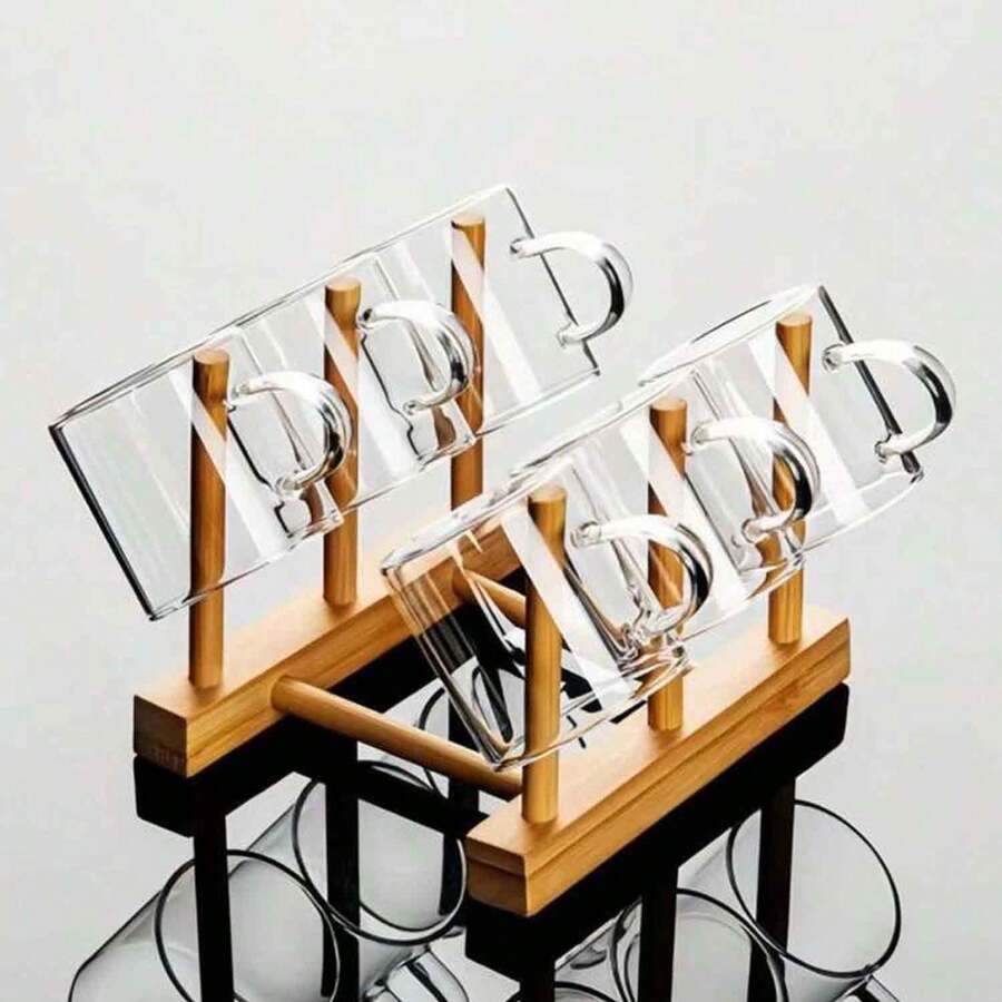 12/6/4/2pcs Set Transparent Glass Tea Cups With Handles, Heat-Resistant, Multipurpose Small Elegant Coffee Cups, Suitable For Coffee, Wine, Beer, Cocktail, Juice, Office, Restaurant, Gifts, 100ML Small Tea Cups (Excluding Cup Holder) - White - View 1