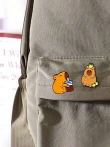 1pc Metal Capybara Charm, Cute Adorable Backpack Decoration Pin, Brooch, Button - Multiple Styles - View 5