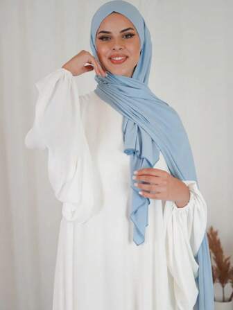 1 st enfärgad hijab för kvinnor, elegant och mjuk halsduk, mångsidigt pannband i viskos för kvinnor, lämplig för vardagsbruk och klänning