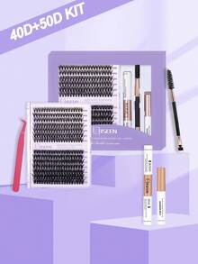 280 chiếc, D Curl, Bộ nối mi tự làm, Mi từng cụm D Curling, Cụm mi có keo dán mi, Tháo mi và dán mi, Dụng cụ cọ gắn mi tự dán tại nhà, Bộ mi, Lông mi, Lông mi giả - màu đen - Xem 5