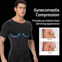 Slimming Mens Tummy Control T-Shirt Abdomen Belly Gynecomastia Compression Shapewear Tops Body Shaper To Hide Man Boobs Muscle T-Shirts Underwear