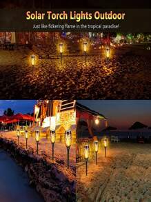 6 pezzi di luci da esterno, luci solari per esterno upgrade set da 6 pezzi, luci solari a torcia con fiamma tremolante, luci da giardino, luci da cortile, luci da prato, luci decorative da torcia per vialetti, giardino, patio