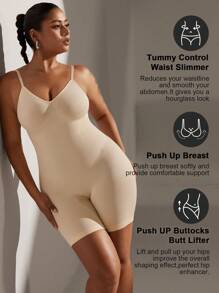 1 Pieza Shapewear tipo corsé sin espalda sexy y de microfibra para mujer de talla grande, uso de verano