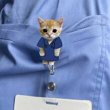 1pc/2pcs Retractable Nurse Cat & Doctor Cat Badge Reel Set – Cute Acrylic (PMMA) ID Card Holders With Stethoscope & Stethoscope Designs, Perfect Gift For Nursing Students, Healthcare Workers, Nurses – Nurse Appreciation Day,School Supplies,Back To School
