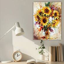 Framed 1PC Room Decor Art Sunflower Modern Floral Canvas Prints Aesthetic Posters Artwork Flowers Pictures On Canvas Wall Art For Home Office - Framed - View 2