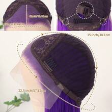 Purple Color Lace Front Wigs Pre Plucked Hairline Long Straight Wigs For Fashion Women Girls Party Daily Wear Glueless Dark Purple Lace Front Synthetic Wigs 13x4 Free Part Heat Resistant Fiber Hair 28 Inch 180% Density - 紫色 - 查看 9