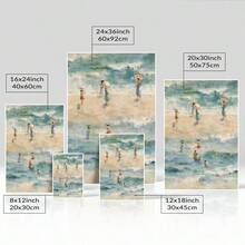 1 pieza Obra de arte de lienzo enmarcada, Paseo por la playa, Charm de verano, Impresión de arte estilo impresionista en lienzo, Pintura de póster de decoración de pared, Regalo ideal para dormitorio, sala de estar, pasillo, dormitorio, lista para colgar - Multicolor - Ver 3