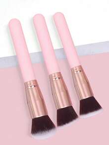 3pcs Makeup Brush Set Including Powder Brush, Foundation Brush, Blush Brush, Soft Bristles, Portable For Beginners,Brush Set,Makeup Brush Kit,Make Up Brush Set,Make Up Set Complete,Makeup Brush Set,Complete Makeup Kit,Brush Kit,Brushes Makeup Set,Makeup Gift Set,Set - Pink - View 5