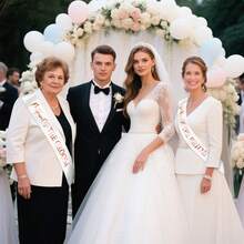 新娘和新郎母亲玫瑰金箔腰带，白色单身派对腰带，适用于新娘送礼会订婚用品礼品婚礼配饰 - 彩色 - 查看 3