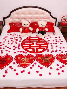 1000/500/100 件彩色爱情浪漫温暖丝绸玫瑰人造花瓣婚礼派对鲜花装饰玫瑰用品、情人节、礼物 - 酒紅色 - 查看 3
