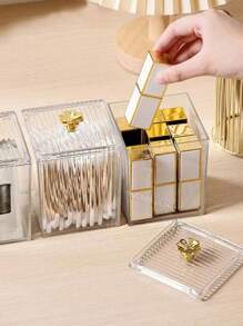 1pc Plastic Cosmetic Storage Box, Minimalist Clear Makeup Storage Box For Home