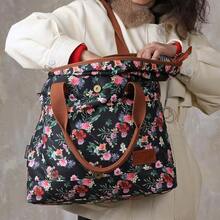 2025 Hottt New Arrivals:TOURBON Ladi Bicycle Pannier Shopper Waterproof Canvas Bike Bags For Rear Carrier Handbag For Cycling TravelBlackBlack - Bildfarbe - View 7