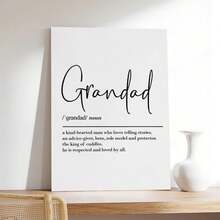 Grandad Definition Wall Art Grandad Gift Grandad Print Grandad Birthday Gift Gift Poster Canvas Wall Art For Bedroom Decor Bar Office Room Decor Gift - Beige - View 1