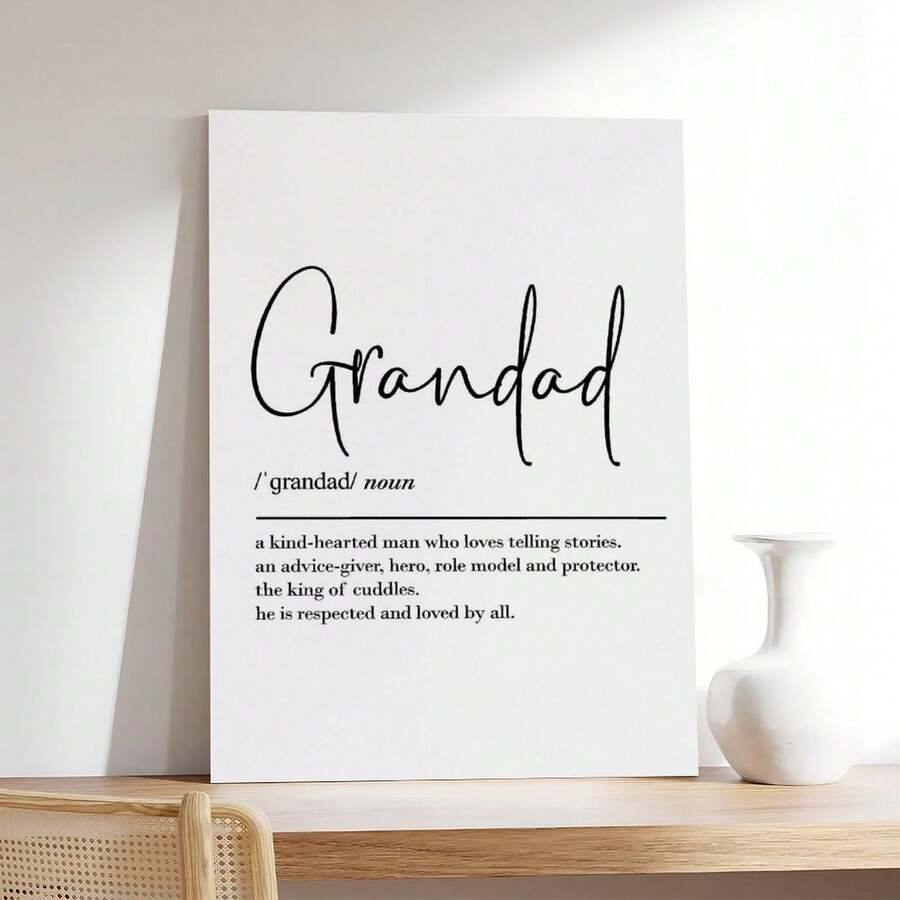 Grandad Definition Wall Art Grandad Gift Grandad Print Grandad Birthday Gift Gift Poster Canvas Wall Art For Bedroom Decor Bar Office Room Decor Gift - Beige - View 1